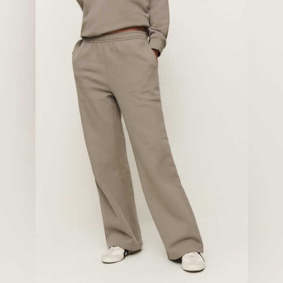 Reformation Kira Wide Leg Sweatpant Taupe Size Small - Picture 1 of 7